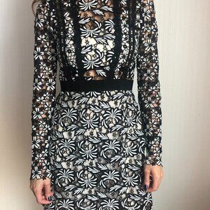 Self-Portrait Antoinette Floral Guipure-Lace Dress - Size 6 (US) / Small